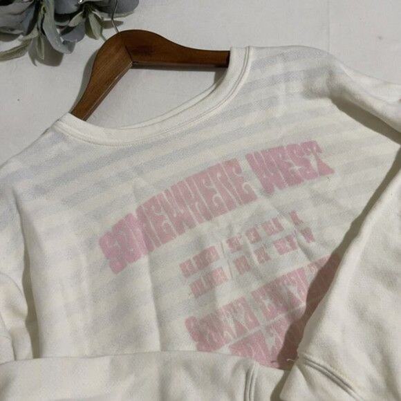 Somewhere West Sweatshirt Women's Medium White Pink Text Soft Cozy  Sweatshirt - Picture 6 of 8